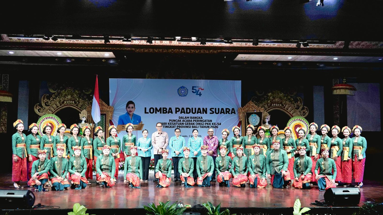 Semarak HKG PKK Ke-54 Tahun 2026, Ny. Ayu Kristi Arya Wibawa Hadiri Lomba Paduan Suara Tingkat Provinsi Bali